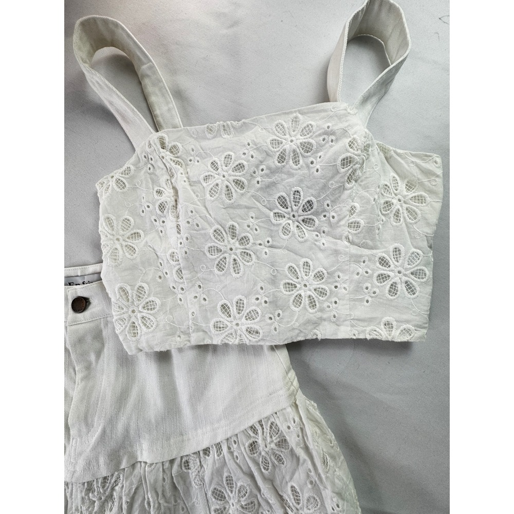 En Saison White Eyelet Two Piece Set Crop Top Maxi Skirt Cotton medium festival - Picture 12 of 16